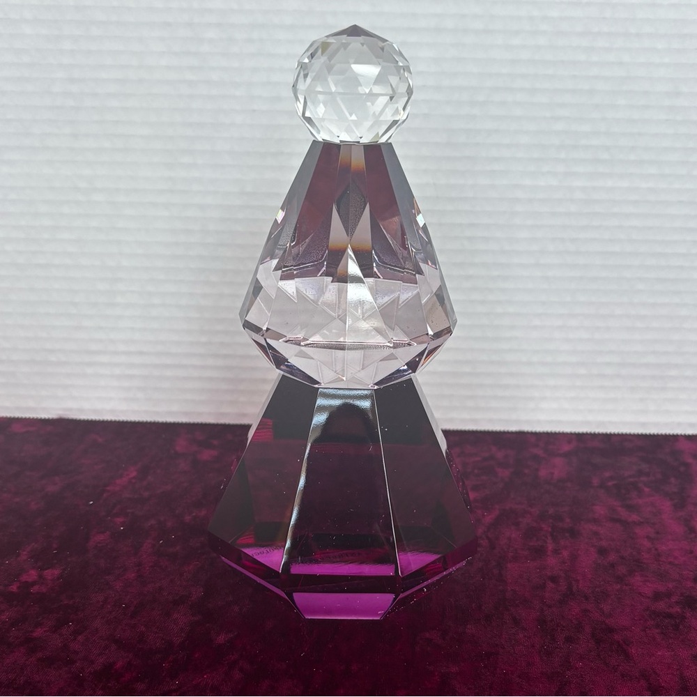 Anthropologie Cut Glass Holiday Tree Elegant Crystal Art Piece NIB Purple 8.5” - Picture 6 of 9